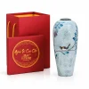 Lọ Hoa Gốm Men Xước Vẽ Chim Đậu Cành Lá Xanh